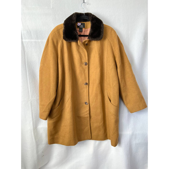 Dennis Basso Faux Fur Trim Collar Coat Size 1X - Picture 2 of 6